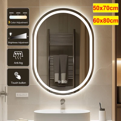 Illuminated Bathroom Mirror With LED light Bluetooth Demister 3 Colors Dimmable