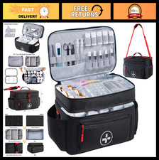 Large Travel Medicine Organizer Bag - Empty Medical Storage Case, Pill Bottle Ho