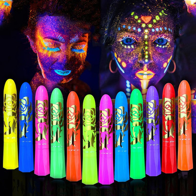 Glow in the Dark Face Body Paint, Glow in the Dark under UV Black Light Sticks M