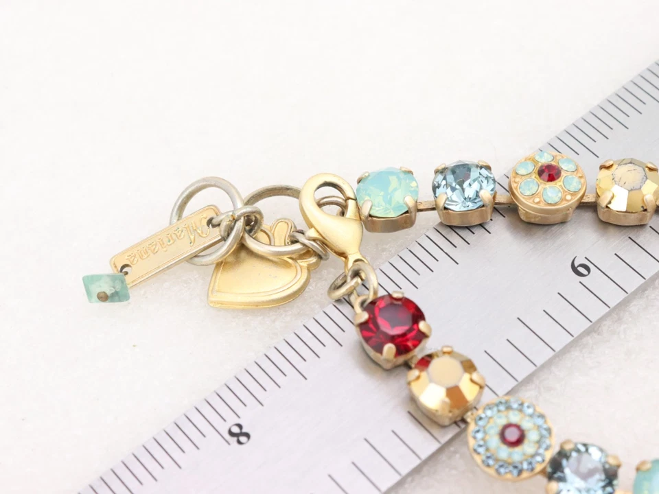 Pulsera 8" Mariana Mosaico Cristal Swarovski Estrás Tono Rojo Azul Dorado Foto 3 de 4