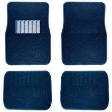 New 4PC Set Front and Rear Car Truck Blue Carpet Floor Mats 