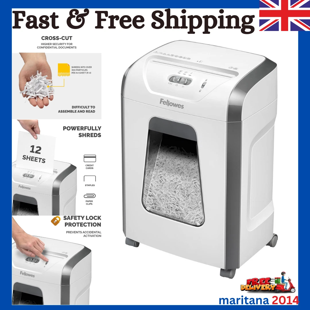 Commercial Paper Shredder Industrial 12 Sheet Cross Cut Heavy Duty