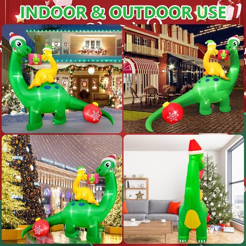 Dinosaur Christmas Inflatable Outdoor Decorations - 9 Ft Dinosaur Christmas I... - 第 7/7 張圖片