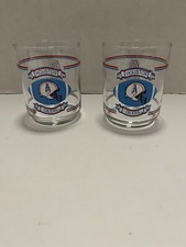 Houston Oliers Vtg Glass Tumbler Whiskey Cocktail Mancave Bar 3.5" Tall Pair