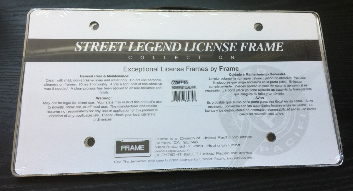 FDM MFG 1962 Ford Car & Pick Up Truck Chrome License Plate Frames - Front & Rear Set, Blue White Script, Hot Rod Style