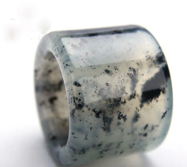 Anillo de dedo chino antiguo natural Xiuyan tinta jade jade jade jade para hombre y mujer Foto 3 de 4