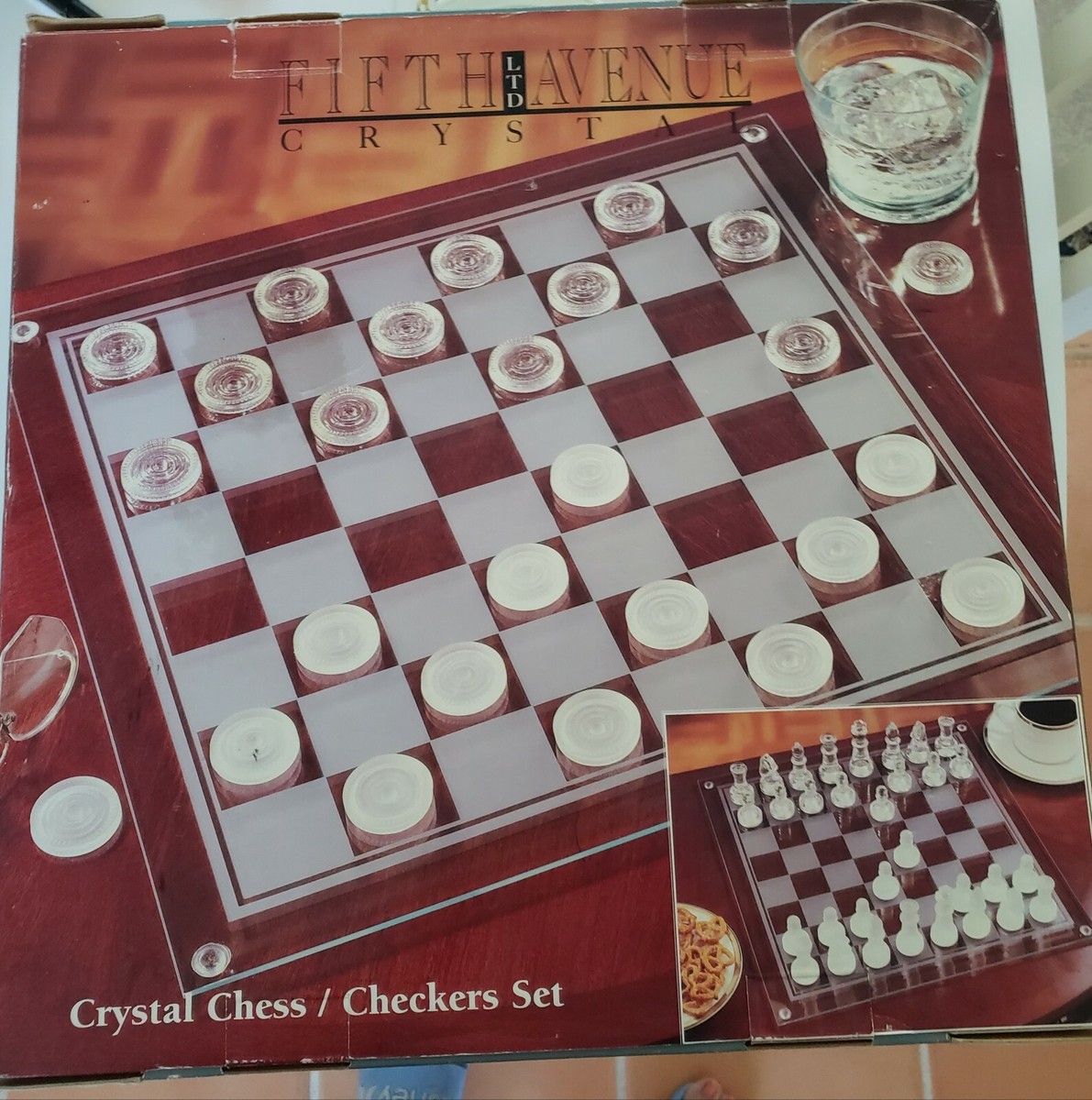 Fifth Avenue Ltd Crystal Chess / Checker Set 57 Pc Set Clear