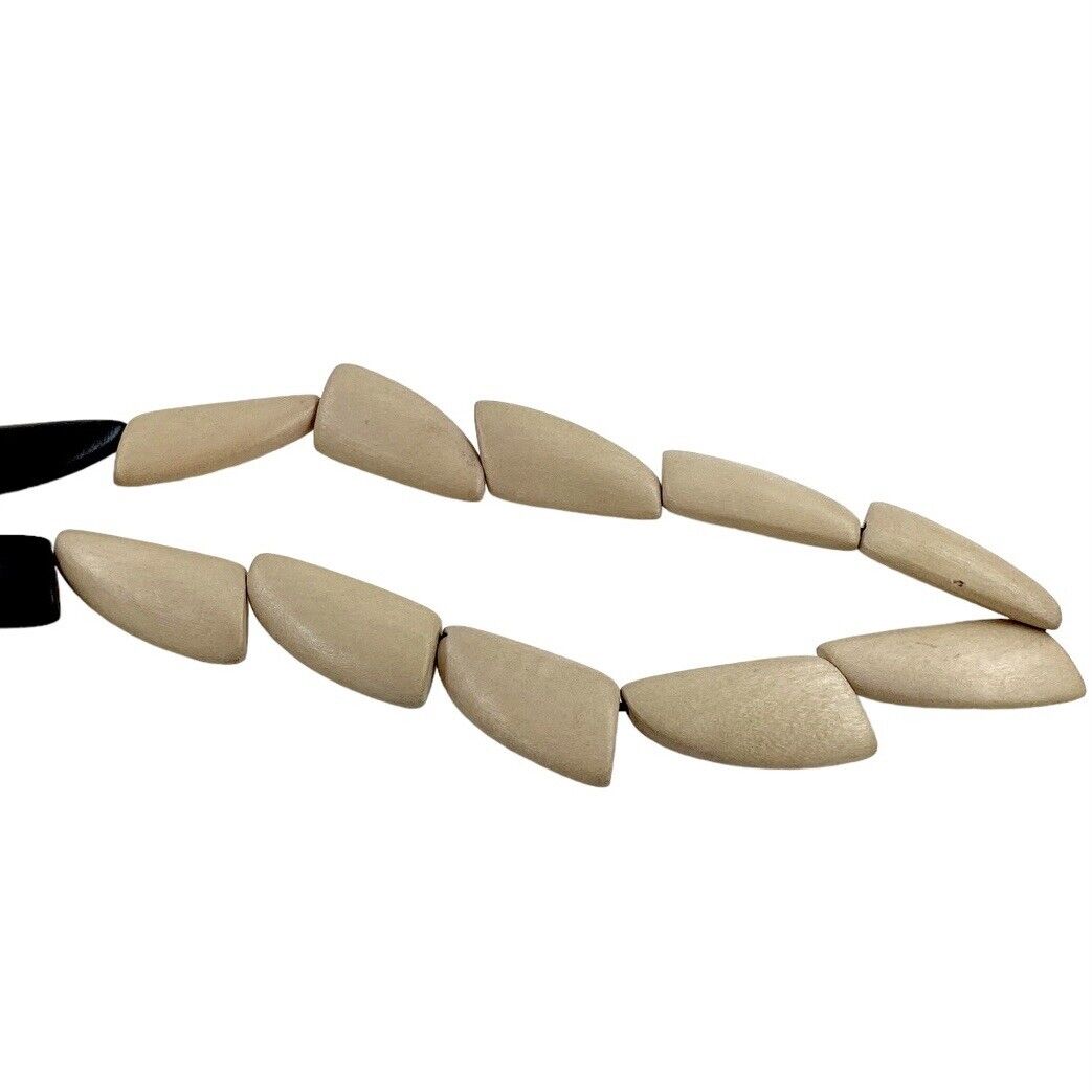 African Necklace Wood  Black Cream Asymmetrical S… - image 7