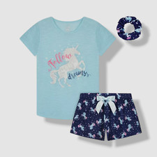 Max  Olivia Kids Girl's Blue Printed Pajama Set Sleepwear Size L