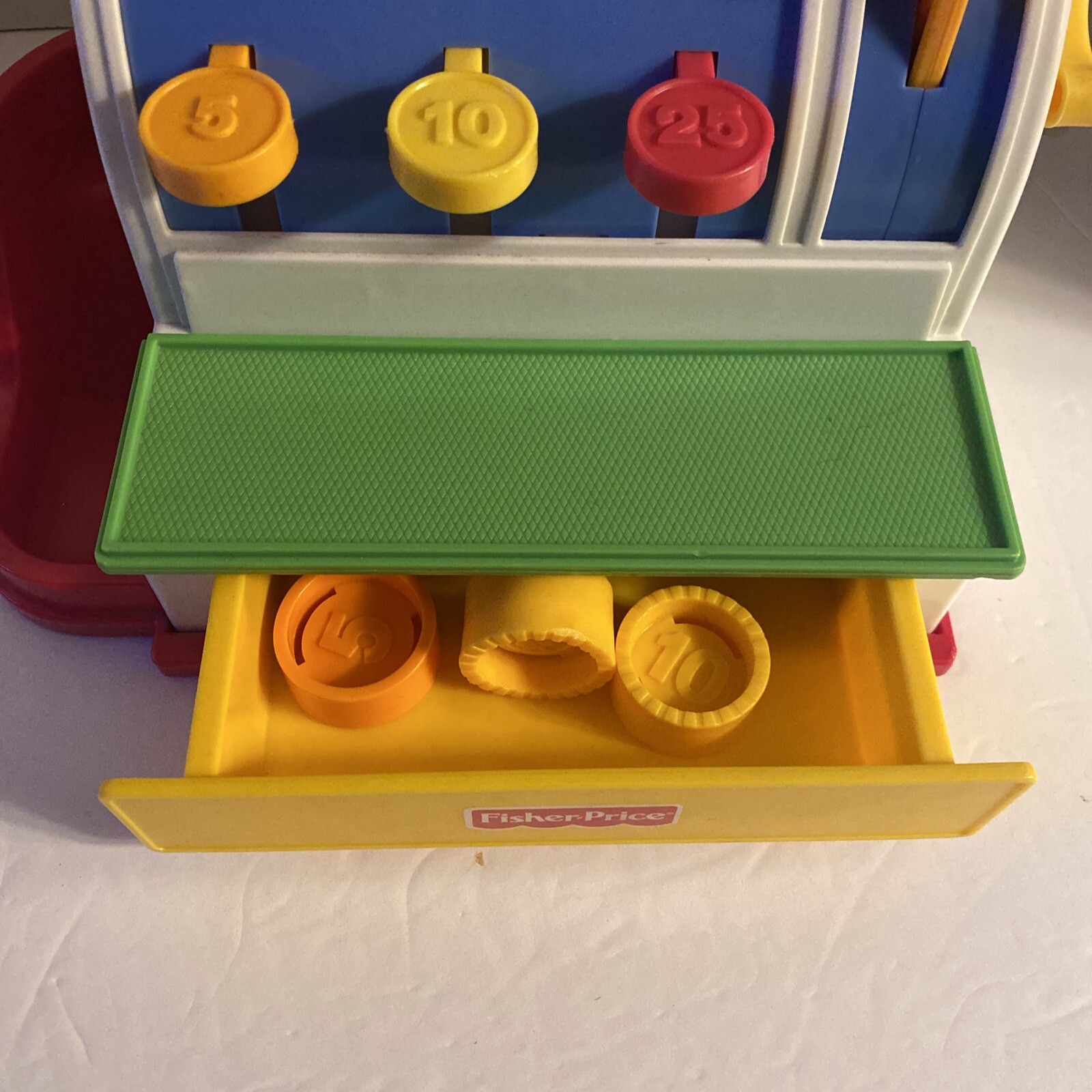 как выглядит 1994 Vintage Fisher Price Cash Register With 4 Coins - WORKING фото