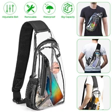 Clear PVC Tote Pack Shoulder Chest Bag Crossbody Handbag Purse Stadium Security