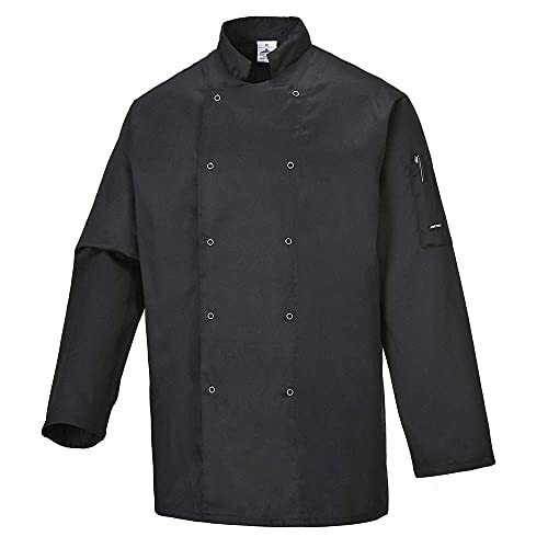 Portwest C833BKRM Giacca da Chef Suffolk, Nero, M