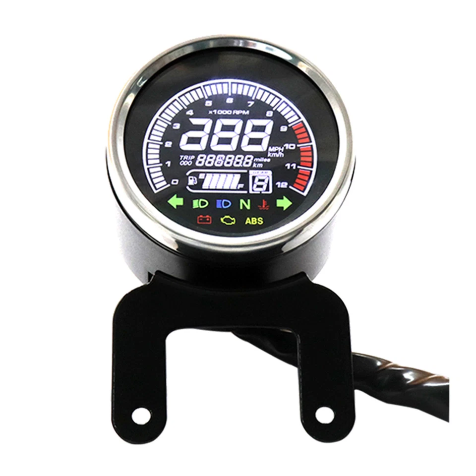 Universal 12V Motorcycle LCD Digital Odometer Speedometer Tachometer Fuel Gauge - Image 4 of 4