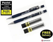 Pentel AM13 1.3mm Mechanical Pencil with C13-HB Lead Bundle SBB114 for OMR Sheet