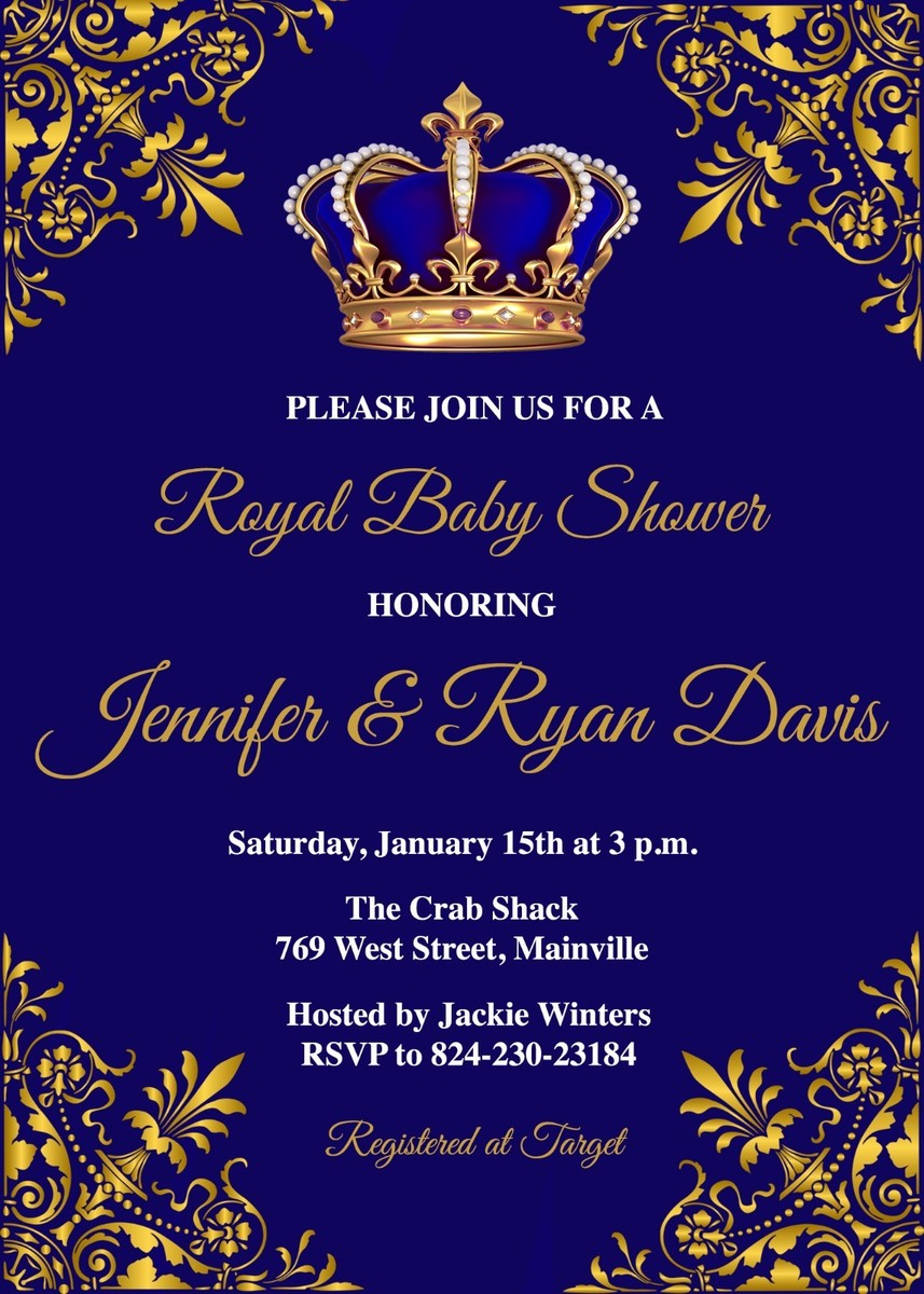 Prince Baby Shower Invitation, Prince, Baby Shower, Boy, Gold, Invitation, Baby | eBay prince-baby-shower-invitation-prince-baby-shower-boy-gold-invitation-baby-ebay