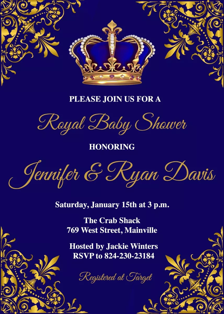 Prince Baby Shower Invitation Prince Baby Shower Boy Gold