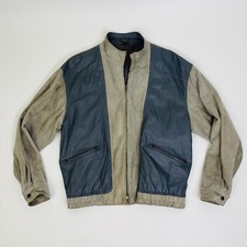 Vintage Huc of Sweden Two Tone Nubuck Suede Leather Bomber Jacket 40 Unisex