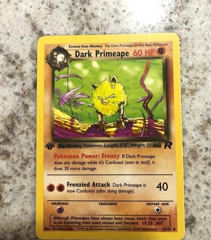 Dark Primeape 43/82 Team Rocket Pokemon Card 1st Edition NM-Mint!