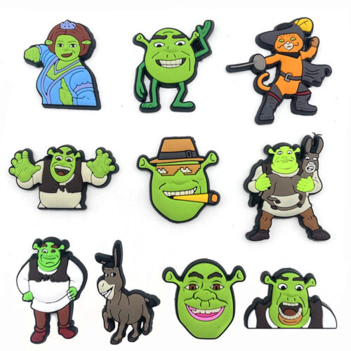 10pcs Pack Shrek Donkey Shoe Charms PartyFavor Decorations for Shoes Sandals - Picture 1 of 8