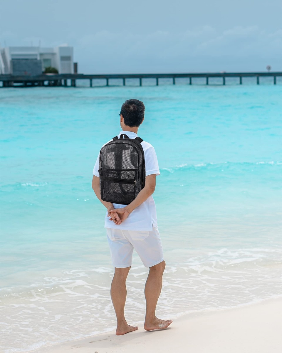 Mochilas Natacion Mochila De Malla Negra 43x32cm, Poliéster