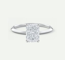 IGI F/VS 3 Ct Radiant Lab Created Grown Diamond 18K White Gold Solitaire Ring