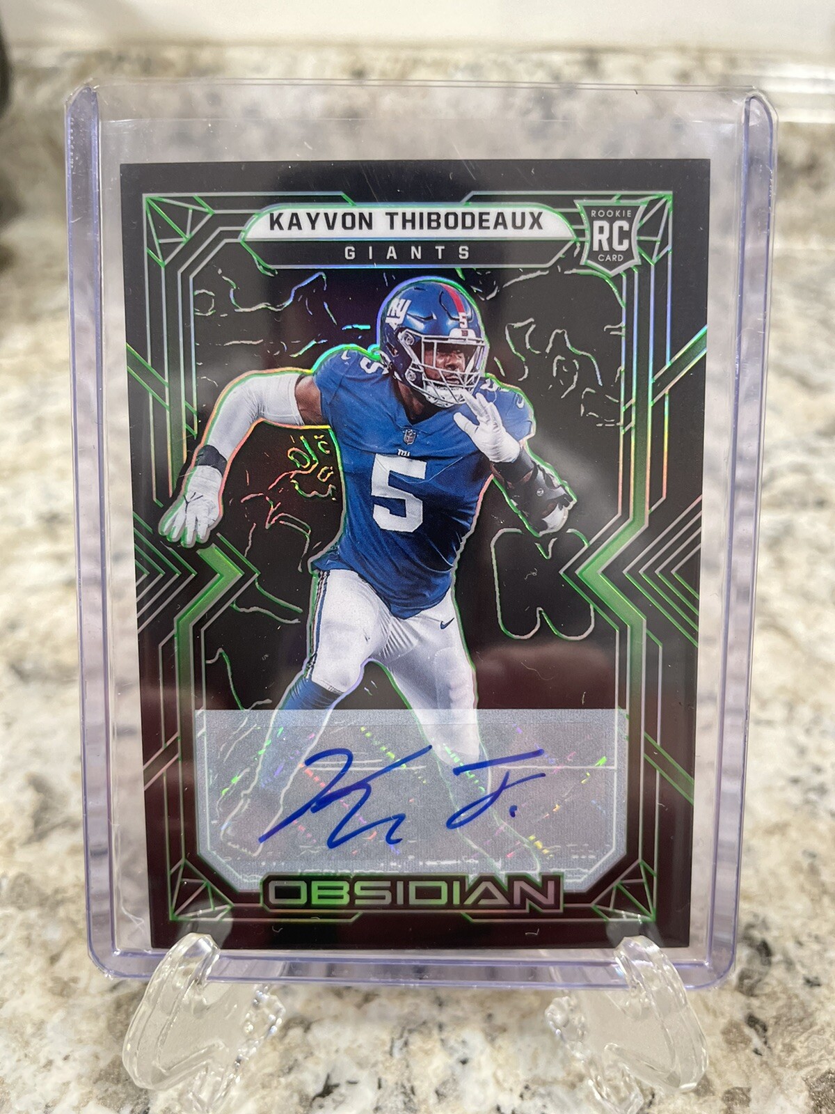 2022 PANINI OBSIDIAN KAYVON THIBODEAUX GIANTS RC AUTO ELECTRIC ETCH GREEN /50