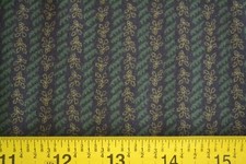 By 1/2 Yd, Dark-Green  Dark-Navy Quilt Cotton, Thimbleberries/Pine  Rose, B81