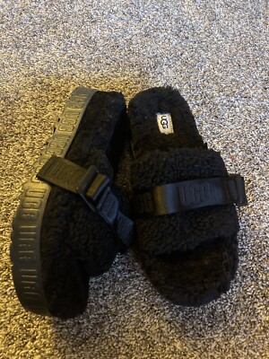 NEW WOMEN S UGG SUPER FLUFF SLIPPER BLACK WOMEN'S US SIZE 7