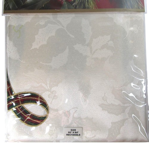 Lenox Holiday Nouveau Christmas Tablecloth Holly Berries Oblong 60" X 84" NEW - Picture 3 of 6