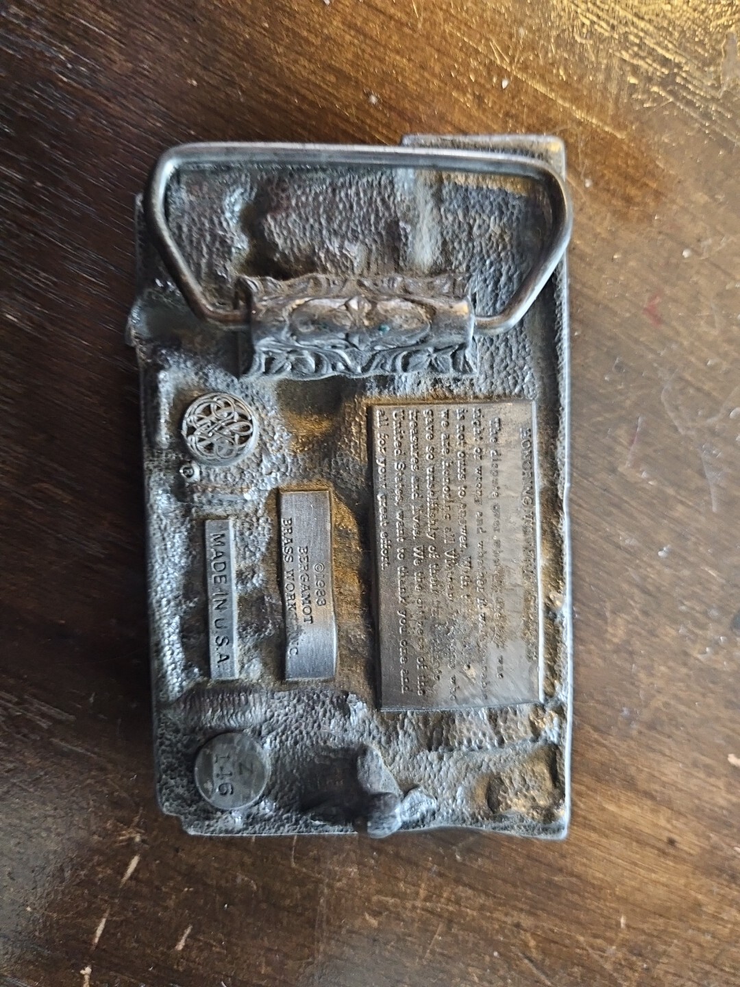 Vietnam Veteran Belt Buckle vintage 1983 Bergamot Brass Works Made In USA