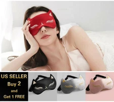 Cat Silk Satin travel Sleep Eye Mask Cover Padded Blindfold Soft Silky