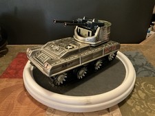 Vintage Tin Battery Operated M-75 Army Tank Sankei Japan 1950s