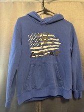 Ariat Boys Mexico Shield Hoodie Blue Pullover Sweatshirt Flag Logo Size Large 14