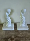 Vintage Westmoreland Milk Glass Lotus Flower Twist Candle Stick Holders 2