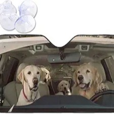 Two Dogs Driving Car Front Windshield Sun Shade, Auto Sunshade for Car Truck SUV