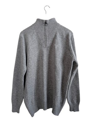 Barbour Herren Medium 42' Nelson Essential Half Zip Lammwolle Pullover hellgrau