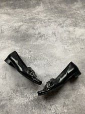 PRADA Black Leather Loafers Flats Women's 25 cm Luxury Milano Shoes Made Italy