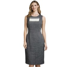 Hobbs London Dress Straight Sleeveless Grey Size Uk 10 Business Proffesional