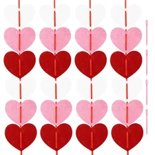 96 Pcs Heart Garland Banner Felt Heart Valentines Garland Vertical