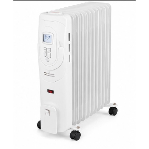 Oil Filled Radiator Heater 2000W 9 Fin Digital LCD Thermostat White