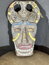 Vintage Indonesian Tiki Wood Ethnic Cultural Hand Carved Tall Face Mask