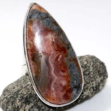 Rhodochrosite 925 Silver Plated Gemstone Handmade Ring US 10 Ethnic Gift JW
