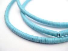 Baby Blue Vinyl Phono Record Beads 4mm Ghana African Disk 34 Inch Strand