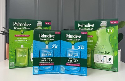 Palmolive Shake & Clean Dish Soap Starter Kit Concentrate Refill LotOf4 NEW
