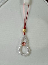 White Freshwater Pearl Phone Charm Keychain Bag Charm 4-5mm Double-Sided New