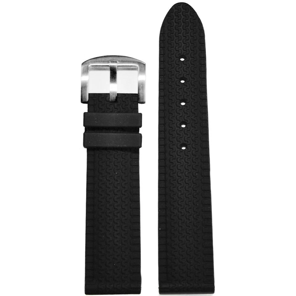 Tire Track Waterproof Rubber Watch Band | Black - Photo 1/1