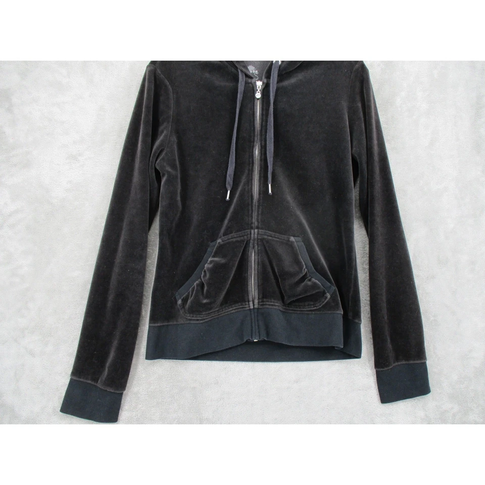 Chaqueta Express De Colección Para Mujer Grande Terciopelo Cremallera Completa Sudadera con Capucha Estrás Años 90 Y2K Con Capucha Foto 4 de 4