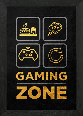 Gaming Zone Schild gerahmt Wandbild Poster Leinwanddruck Bild
