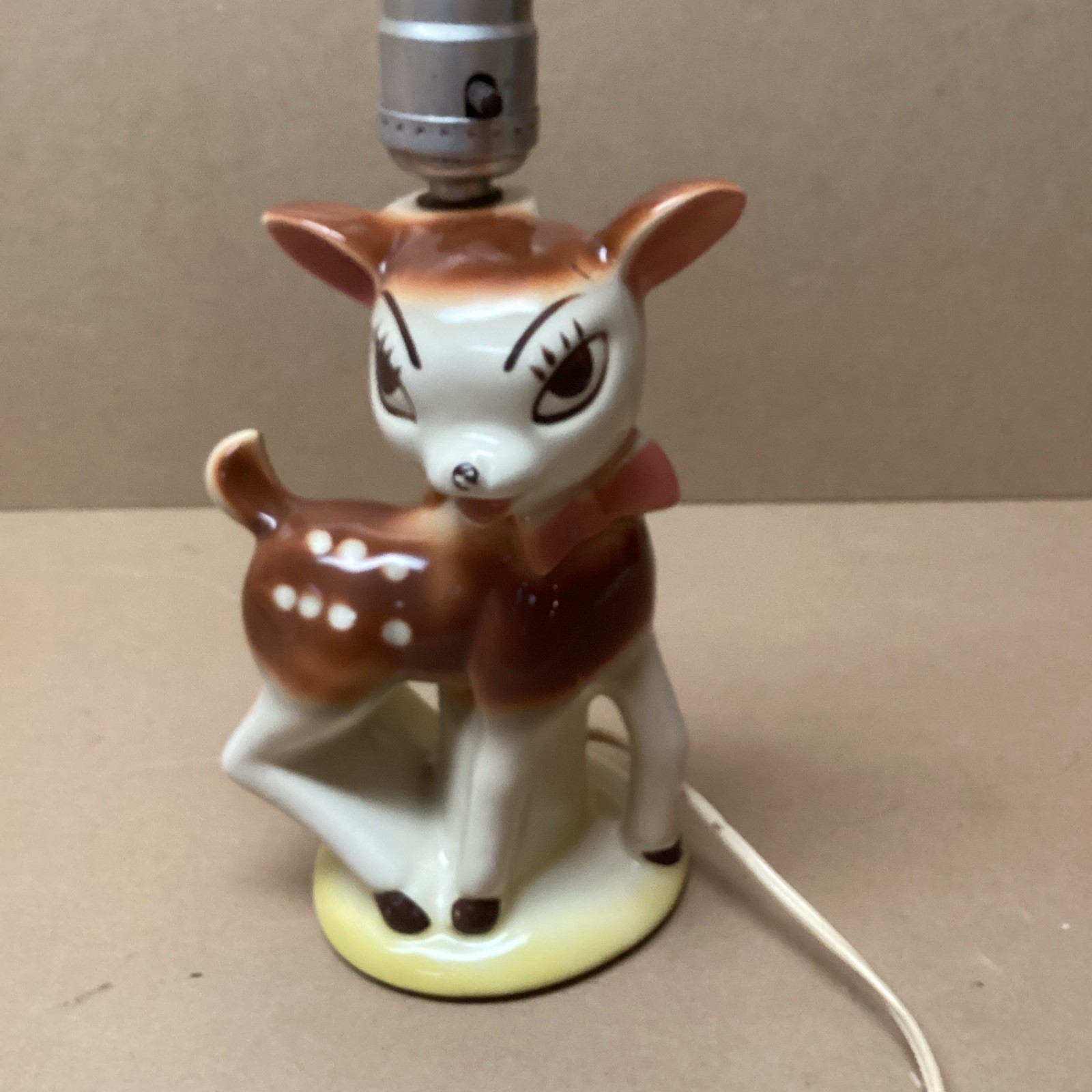 Vintage Disney Paper Lithograph Bambi & Friends 4 pc Set & Lamp Unique Lot