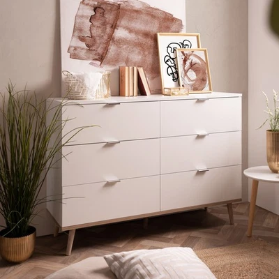 Kommode Weiß Sideboard Schubladen Landhaus Skandinavisch Wohnzimmer Homestyle4u - Bild 1 von 4